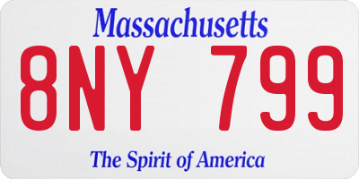 MA license plate 8NY799