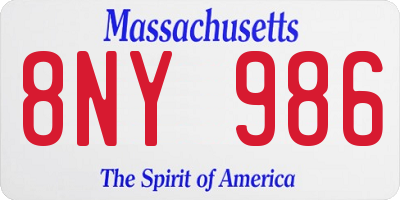 MA license plate 8NY986