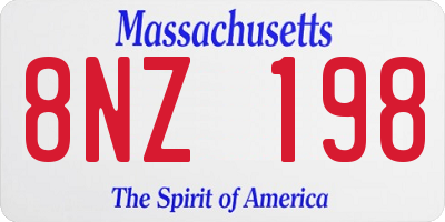 MA license plate 8NZ198
