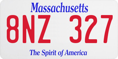 MA license plate 8NZ327