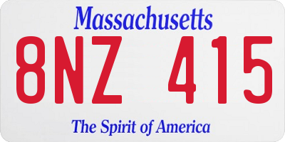 MA license plate 8NZ415