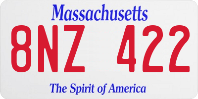 MA license plate 8NZ422