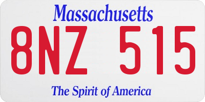 MA license plate 8NZ515