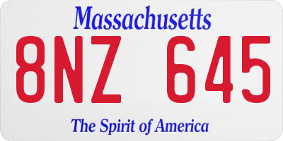 MA license plate 8NZ645