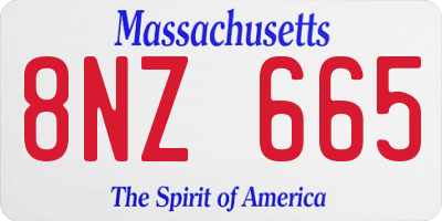 MA license plate 8NZ665
