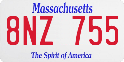 MA license plate 8NZ755