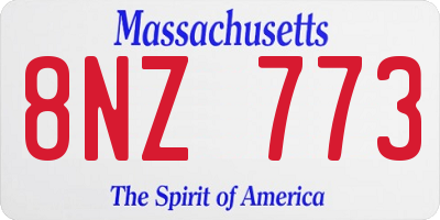 MA license plate 8NZ773