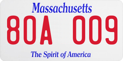MA license plate 8OA009