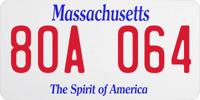MA license plate 8OA064