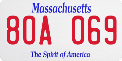 MA license plate 8OA069