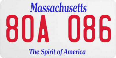 MA license plate 8OA086