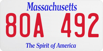 MA license plate 8OA492