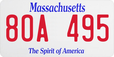 MA license plate 8OA495