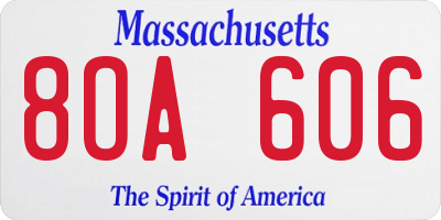 MA license plate 8OA606