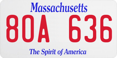 MA license plate 8OA636
