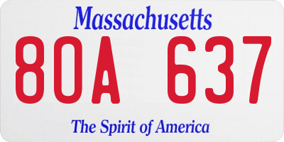 MA license plate 8OA637