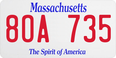 MA license plate 8OA735