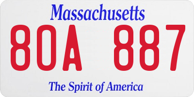 MA license plate 8OA887