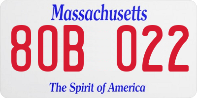 MA license plate 8OB022
