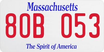 MA license plate 8OB053