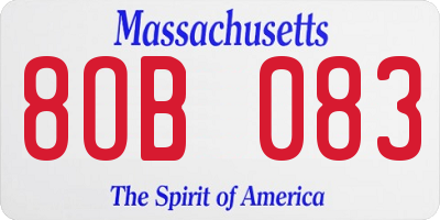 MA license plate 8OB083