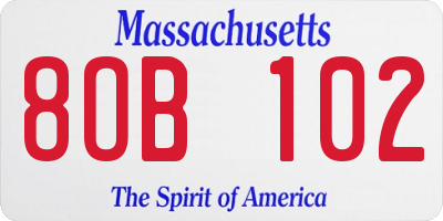 MA license plate 8OB102