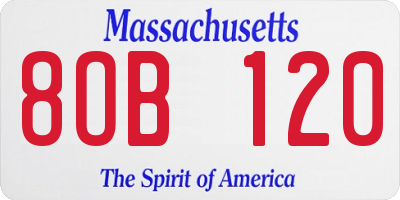 MA license plate 8OB120