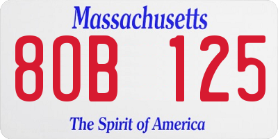 MA license plate 8OB125