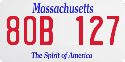 MA license plate 8OB127