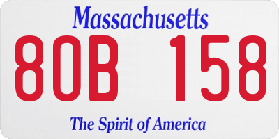 MA license plate 8OB158