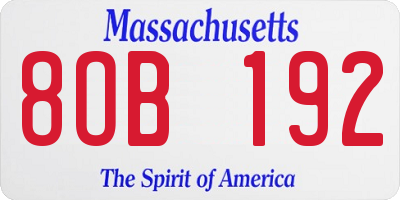 MA license plate 8OB192