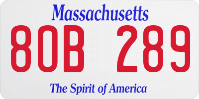 MA license plate 8OB289