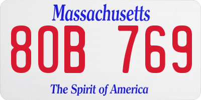 MA license plate 8OB769