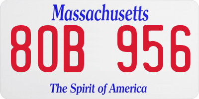 MA license plate 8OB956