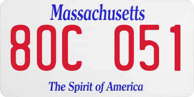 MA license plate 8OC051