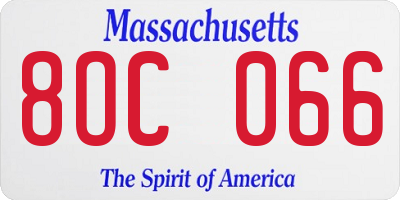 MA license plate 8OC066