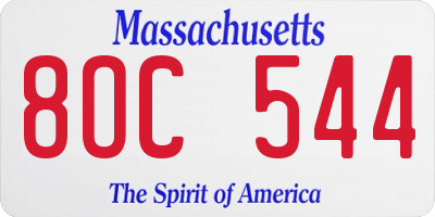 MA license plate 8OC544