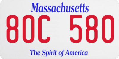 MA license plate 8OC580
