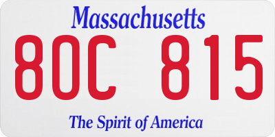 MA license plate 8OC815