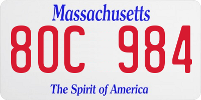 MA license plate 8OC984