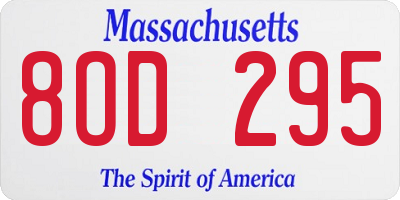 MA license plate 8OD295
