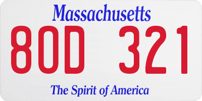 MA license plate 8OD321