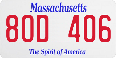 MA license plate 8OD406
