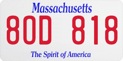 MA license plate 8OD818
