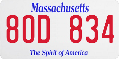 MA license plate 8OD834