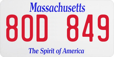 MA license plate 8OD849