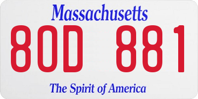 MA license plate 8OD881