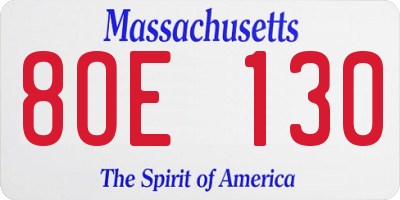 MA license plate 8OE130
