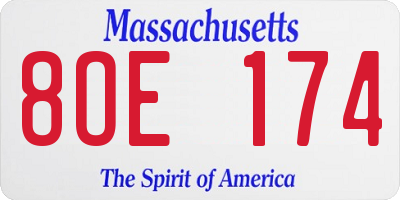 MA license plate 8OE174