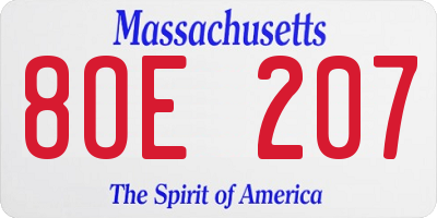 MA license plate 8OE207
